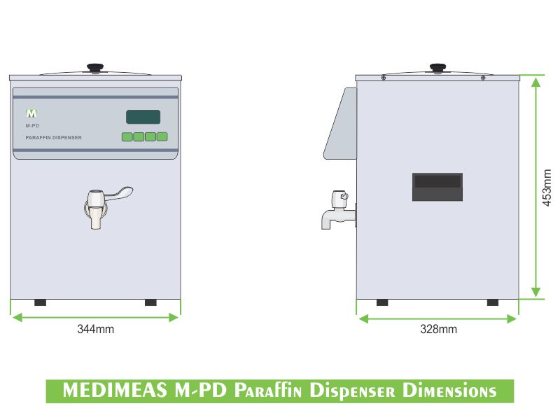 MEDIMEAS M-PD Paraffin Dispenser Dimensions